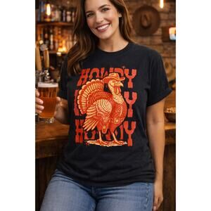 NEW Comfort Colors Thanksgiving Howdy Turkey Western Graphic Tee Fall Cozy Rodeo